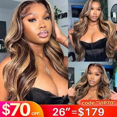 VIPbeauty #P4/27 Highlight HD Wig 13x4 Lace Front Wigs HD Lace Glueless Wigs Balayage Ombre Honey Blonde Body Wave Human Hair Wig