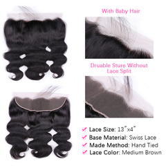 VIPbeauty Body Wave Bundles With 13x4 Lace Frontal Unprocessed Human Hair Extensions
