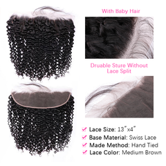VIPbeauty Curly Wave Bundles With 13x4 Lace Frontal Unprocessed Human Hair Extensions