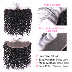 VIPbeauty Water Wave Bundles With 13x4 Lace Frontal Unprocessed Human Hair Extensions