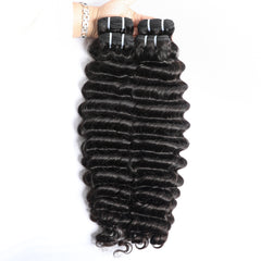 VIPbeauty Loose Deep Wave Bundles With 13x4 Lace Frontal Unprocessed Human Hair Extensions