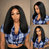 VIPbeauty 4C Edge Wig Kinky Straight Hair 13x4 Transparent Lace Front Human Hair Wig 200% Full Density