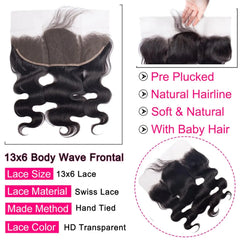 Body Wave 13x6 HD Lace Frontal Virgin Human Hair 150% Density