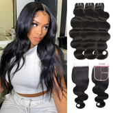 VIPbeauty Body Wave Human Hair Bundles With 5x5 Lace Closure