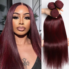VipBeauty 12A Dark Burgundy Color Human Hair 3 Straight Hair Bundles