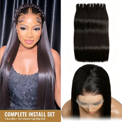 VIPbeauty Straight 5X7 Lace Closure Cap Unit With Hair Bundles For Full Sew In Extension