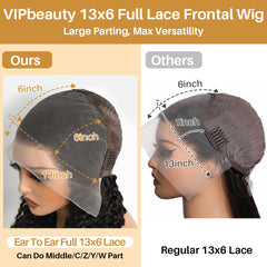 VIPbeauty Deep Wave 13x6 Full Frontal Wigs HD Transparent Lace Human Hair Wigs 13x4 Lace Wig