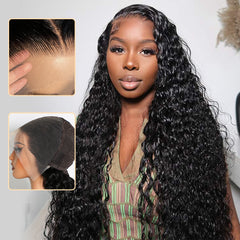 VIPbeauty 13x6 Skin Like HD Lace Front Wigs Water Wave Human Hair Wigs Pre Plucked