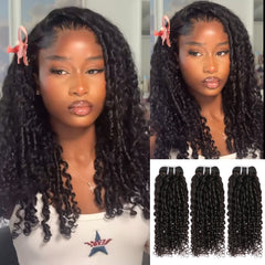 VipBeauty 12A Pixie Curly Human Hair 3 Pcs Bundles