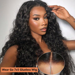 VIPbeauty 7x5 Wear Go Glueless Wig Water Wave Body Wave Lace Closure Wigs Pre Cut