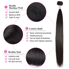VIPbeauty Straight Hair Bundles With 13x4 Lace Frontal Unprocessed Human Hair Extensions