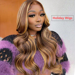 VIPbeauty #P4/27 Highlight 13x4 Lace Front Wigs Body Wave Human Hair 5x5 Glueless Wigs