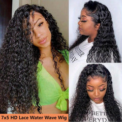VIPbeauty 7x5 Wear Go Glueless Wig Water Wave Body Wave Lace Closure Wigs Pre Cut