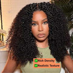 VIPbeauty Kinky Curly Human Hair Wig Fluffy Texture 13x4 HD Lace Front Wigs 180%