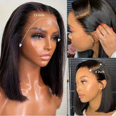 VIPbeauty Short BOB Wig Straight Human Hair 13x4 Transparent Lace Front Bob Wig