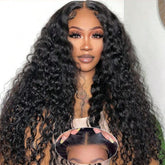 VIPbeauty Glueless Wigs Deep Wave 5x5 Lace Closure Wig Ready To Wear Pre Cut Bleached Knots
