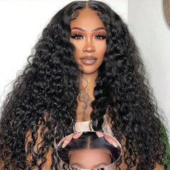 VIPbeauty Glueless Wigs Deep Wave 5x5 Lace Closure Wig Ready To Wear Pre Cut Bleached Knots