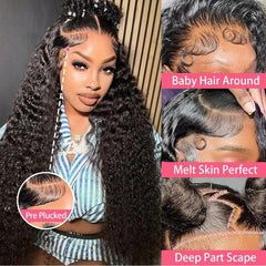 VIPbeauty Glueless Wigs Deep Wave 5x5 Lace Closure Wig Ready To Wear Pre Cut Bleached Knots