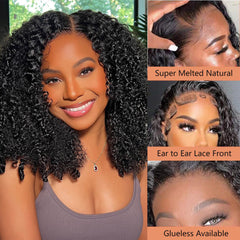 VIPbeauty Kinky Curly Human Hair Wig Fluffy Texture 13x4 HD Lace Front Wigs 180%