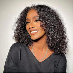 VIPbeauty Short Curly Bob Wigs Human Hair 13x4 Transparent Lace Front Wigs