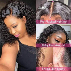 VIPbeauty Short Bob Wigs 13x4 Lace Front Wig Deep Wave Human Hair