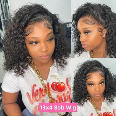 VIPbeauty Short Bob Wigs 13x4 Lace Front Wig Deep Wave Human Hair