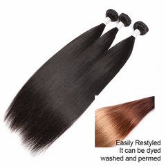 VIPbeauty Straight Human Hair Bundles With 5x5 Lace Closure
