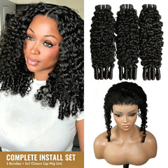 VIPbeauty Burmese Curly 5X7 Lace Closure Cap Unit + Hair Bundles For Full Sew In