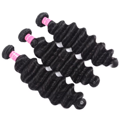 VIPbeauty Loose Deep Wave Bundles With 13x4 Lace Frontal Unprocessed Human Hair Extensions