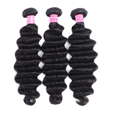 VIPbeauty Loose Deep Wave Bundles With 13x4 Lace Frontal Unprocessed Human Hair Extensions
