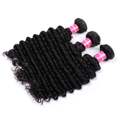 VIPbeauty Deep Wave Bundles With 13x4 Lace Frontal Unprocessed Human Hair Extensions