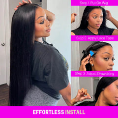 VIPbeauty 13x6 Glueless Straight Hair Wig With Drawstring Pre Bleached Pre Plucked 100% Human Hair Wig