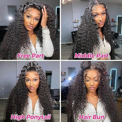 VIPbeauty 13x4 Frontal Lace Wig Water Wave Transparent Human Hair Wigs Natural Hairline