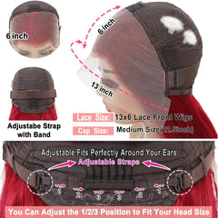 VIPbeauty 99J Burgundy Body Wave 13x4 13x6 Lace Frontal Human Hair Wigs Deep Parting Colored Wig