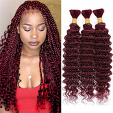VIPbeauty Burgundy 99J Deep Wave Bulk Human Hair No Weft Boho Hair For Braiding