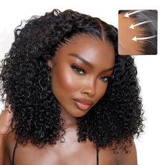 VIPbeauty Burmese Curly 13x4 Bob Wigs Human Hair Transparent Lace Frontal Wigs 200% Density