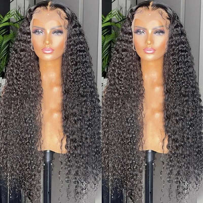 Deep Wave Frontal Wig 360 Transparent Lace Wigs Human Hair For Women