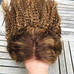 VIPbeauty Curly Wave Highlight Wig 13x4 13x6 Lace Front Wig Human Hair P4/27 Color