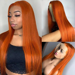 VIPbeauty #350 Ginger Lace Frontal Wig Human Hair Colored Straight Hair Lace Wig 180%