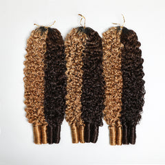 VIPbeauty P4/27 Highlight Feather Crochet Human Hair Burmese Curly With Twist Ends