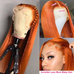 VIPbeauty #350 Ginger Lace Frontal Wig Human Hair Colored Straight Hair Lace Wig 180%