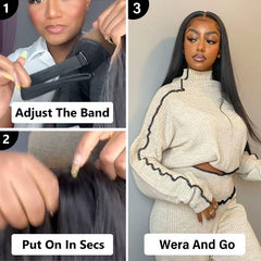 VIPbeauty Wear Go Straight Hair Glueless Wigs 5x5 Lace Closure Wig Pull Go Pre Cut Human Hair Wig