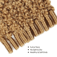 VIPbeauty #27 Honey Blonde Burmese Curly Human Hair Bundles With Twist Out Ends