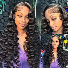 VIPbeauty Loose Deep Wave 13x6 HD Lace Front Wigs Pre-Cut Lace Glueless Human Hair Wig 180%