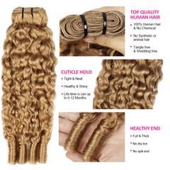 VIPbeauty #27 Honey Blonde Burmese Curly Human Hair Bundles With Twist Out Ends