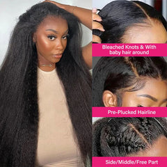 VIPbeauty Kinky Straight Lace Front Wig Transparent 13x4 Human Hair Front Wigs