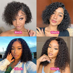 VIPbeauty Short Curly Bob Wigs Human Hair 13x4 Transparent Lace Front Wigs