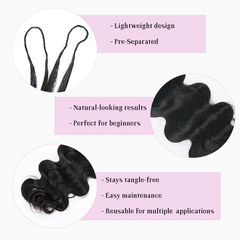 VIPbeauty Body Wave Feather Crochet Braids Natural Black Wavy Human Hair Extensions