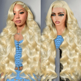 VIPbeauty 613 Blonde Body Wave 13x6 Lace Front Human Hair Wigs Pre-Plucked 220% Density