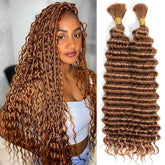 VIPbeauty Braiding Hair for Boho Braids #30 Light Brown Deep Wave Bulk Human Hair Extensions